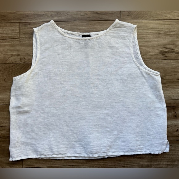 Eileen Fisher White Linen Boxy Tank Top Shirt Women’s Size Large Italian Fabric - Picture 7 of 13